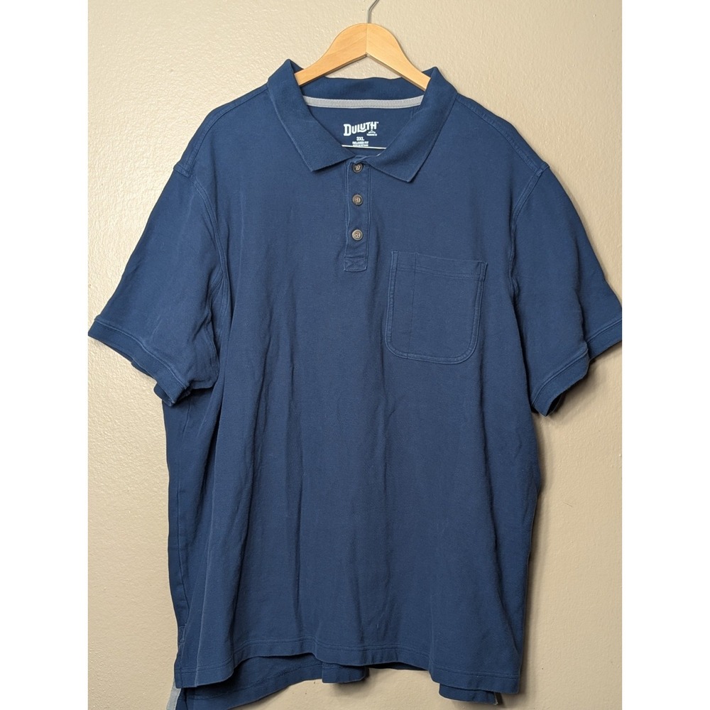 Duluth Trading Co Polo Shirt 3XL Relaxed Fit Blue‎ Pocket Cotton
